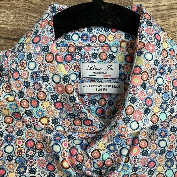 Retro 60s 70s Floral Dress Shirt Made In Italy - Picture 15 of 15
